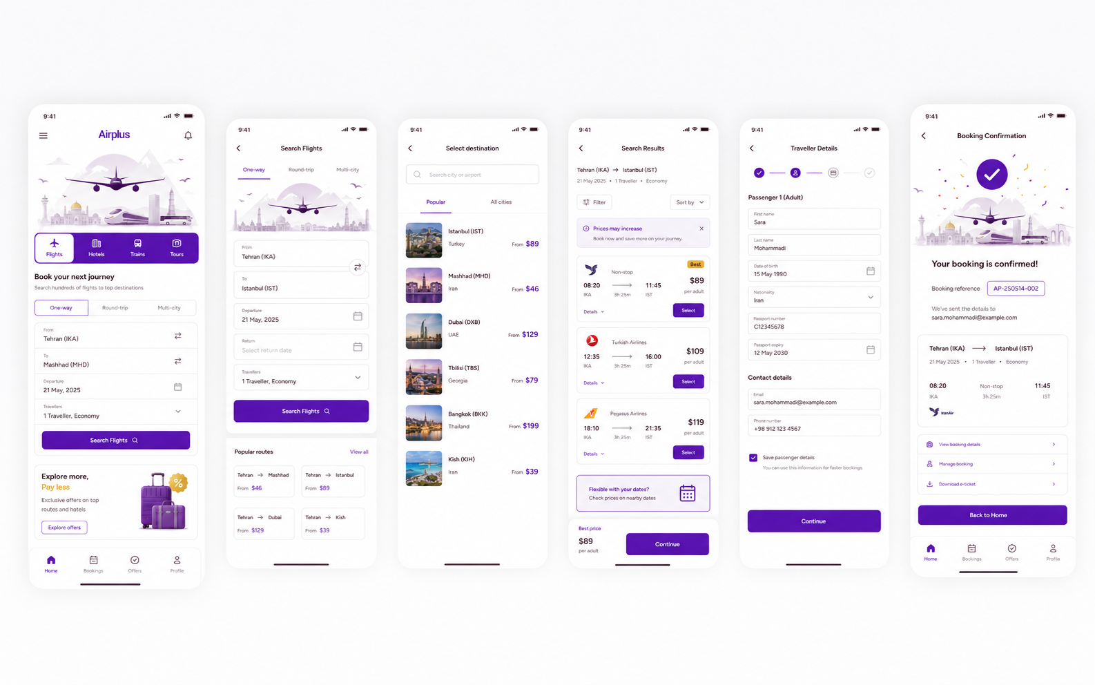 Airplus — mobile booking funnel